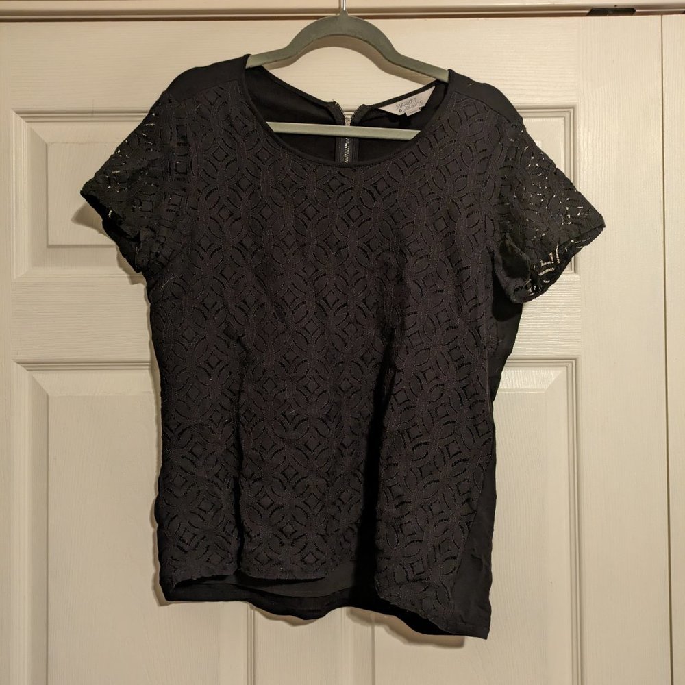 Black L Market and Spruce Lace top